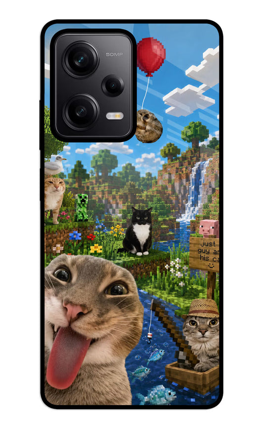 Minecraft Cat Chaos Redmi Note 12 5G Glass Case