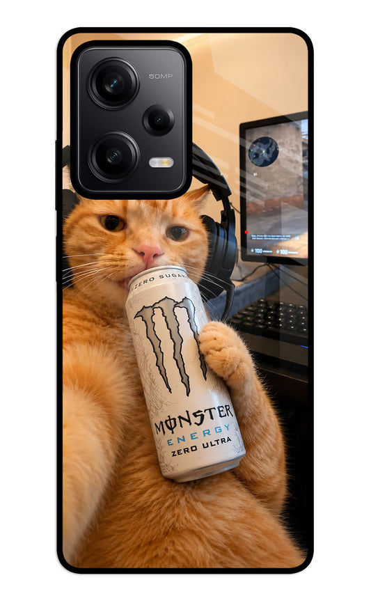 Gamer Cat Energy Redmi Note 12 5G Glass Case