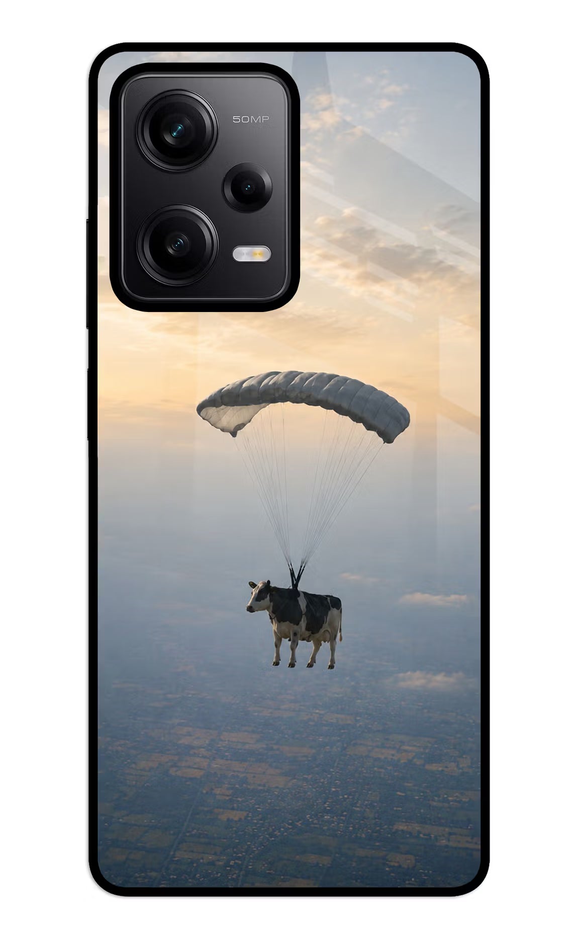 Skydiving Cow Redmi Note 12 5G Glass Case