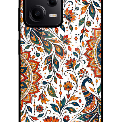White Mayura Redmi Note 12 5G Glass Case