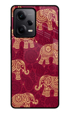 Maroon Elephant Redmi Note 12 5G Glass Case