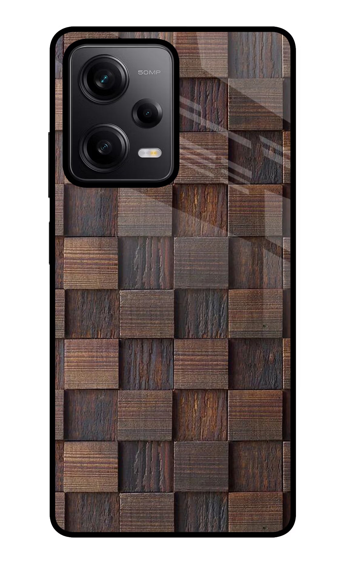 Wooden Cube Design Redmi Note 12 Pro 5G Glass Case Back Cover by Casekaro