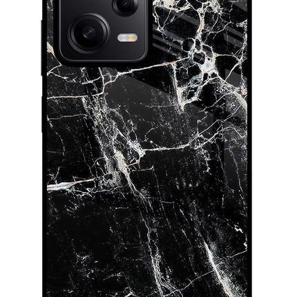 Black Marble Texture Redmi Note 12 Pro 5G Glass Case Back Cover by Casekaro