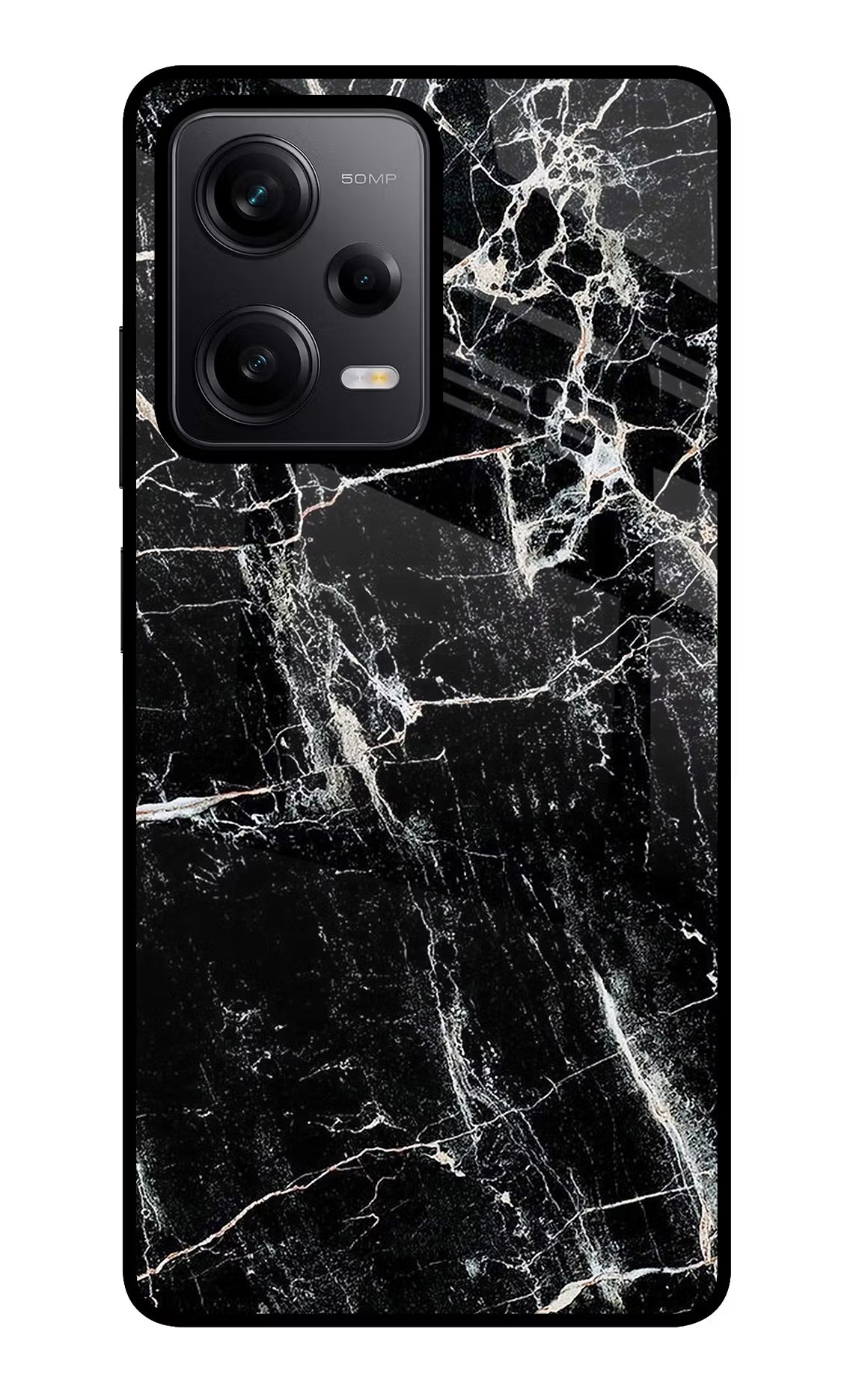 Black Marble Texture Redmi Note 12 Pro 5G Glass Case Back Cover by Casekaro