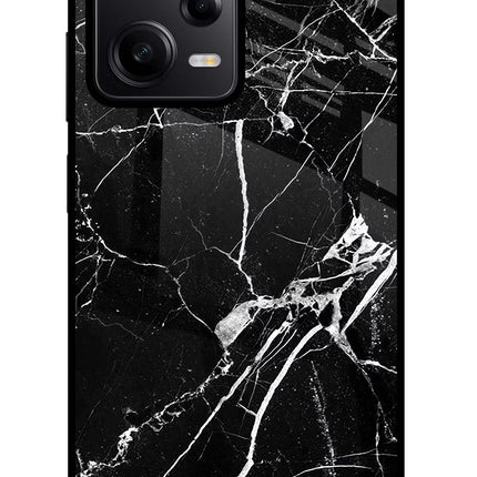Black Marble Pattern Redmi Note 12 Pro 5G Glass Case Back Cover by Casekaro