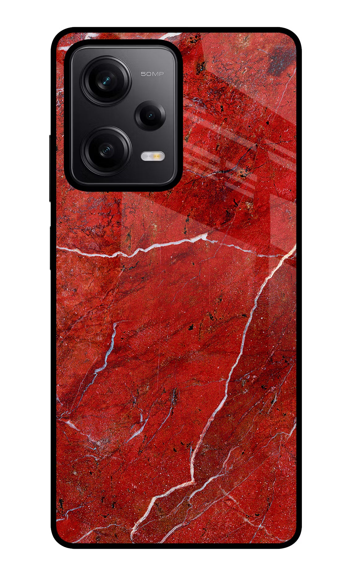 Red Marble Design Redmi Note 12 Pro 5G Glass Case Back Cover by Casekaro
