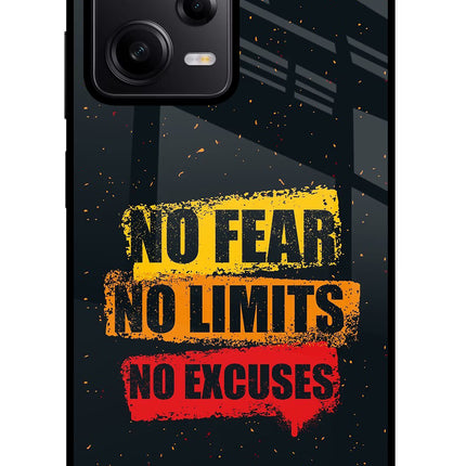 No Fear No Limits No Excuse Redmi Note 12 Pro 5G Glass Case Back Cover by Casekaro