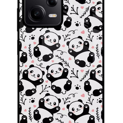 Cute Panda Redmi Note 12 Pro 5G Glass Case Back Cover by Casekaro
