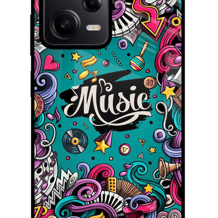 Music Graffiti Redmi Note 12 Pro 5G Glass Case Back Cover by Casekaro