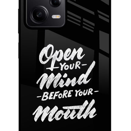Open Your Mind Before Your Mouth Redmi Note 12 Pro 5G Glass Case Back Cover by Casekaro