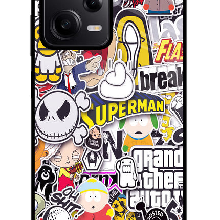 Sticker Bomb Redmi Note 12 Pro 5G Glass Case Back Cover by Casekaro