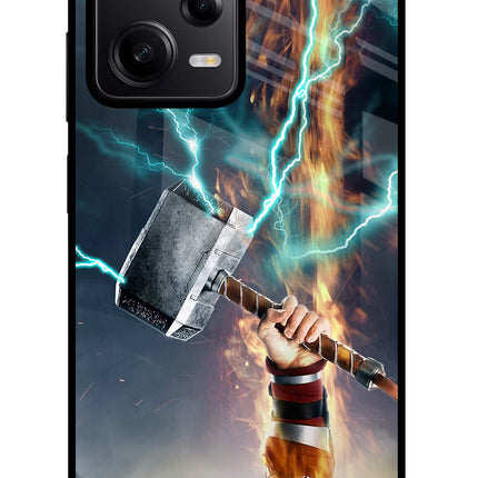 Thor Hammer Mjolnir Redmi Note 12 Pro 5G Glass Case Back Cover by Casekaro