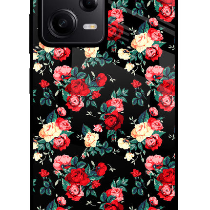 Rose Pattern Redmi Note 12 Pro 5G Glass Case Back Cover by Casekaro