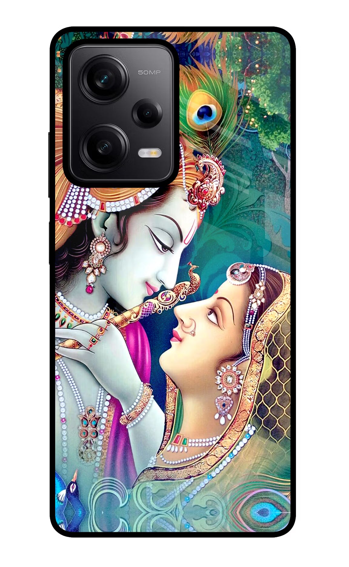 Lord Radha Krishna Redmi Note 12 Pro 5G Glass Case Back Cover by Casekaro
