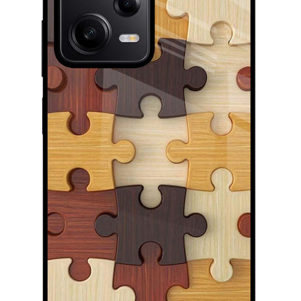 Wooden Puzzle Redmi Note 12 Pro 5G Glass Case Back Cover by Casekaro