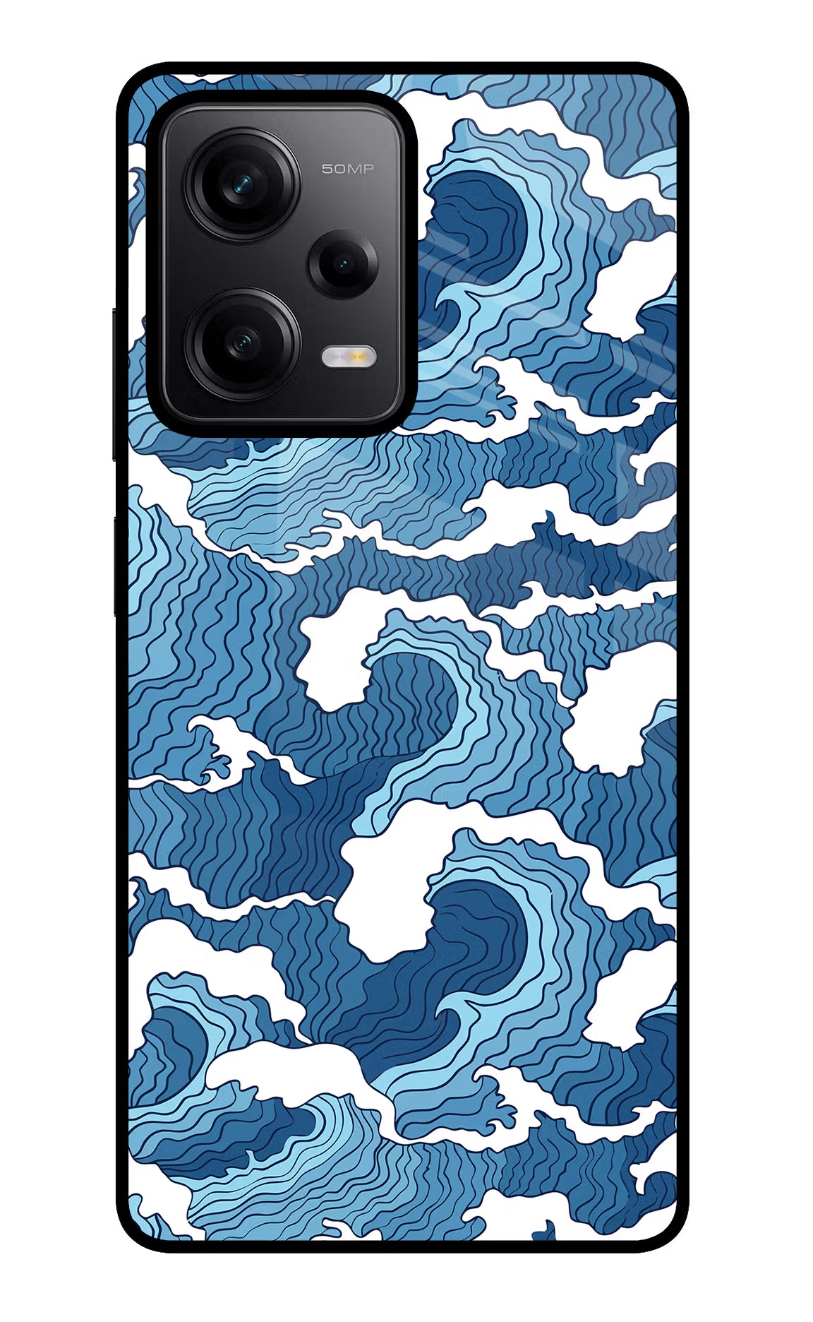 Blue Waves Redmi Note 12 Pro 5G Glass Case Back Cover by Casekaro