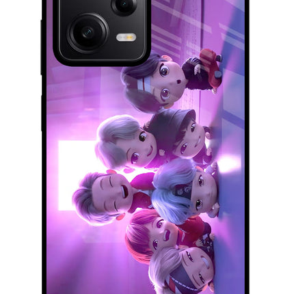 BTS Chibi Redmi Note 12 Pro 5G Glass Case Back Cover by Casekaro