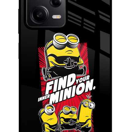 Find your inner Minion Redmi Note 12 Pro 5G Glass Case Back Cover by Casekaro