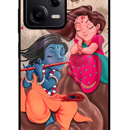 Radhe Krishna Redmi Note 12 Pro 5G Glass Case Back Cover by Casekaro