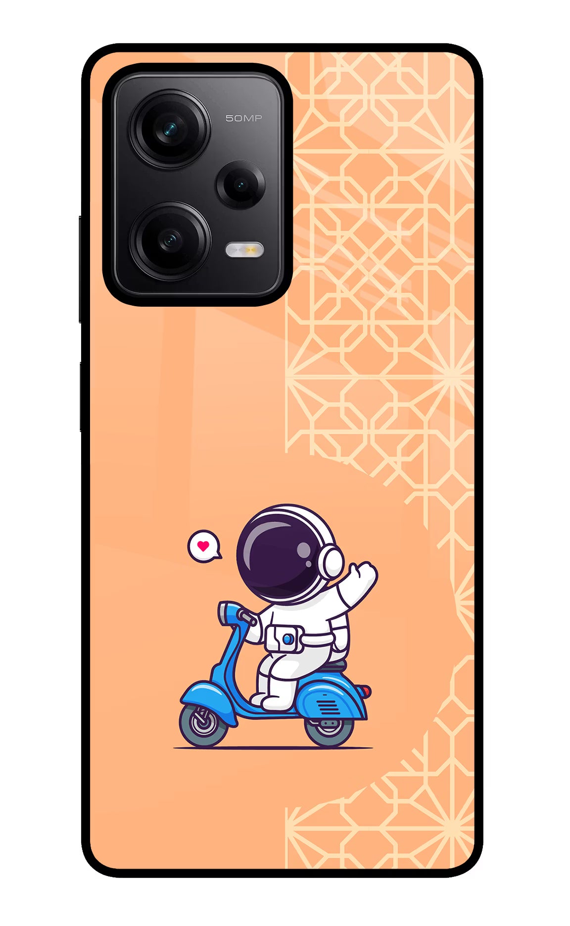 Cute Astronaut Riding Redmi Note 12 Pro 5G Glass Case Back Cover by Casekaro