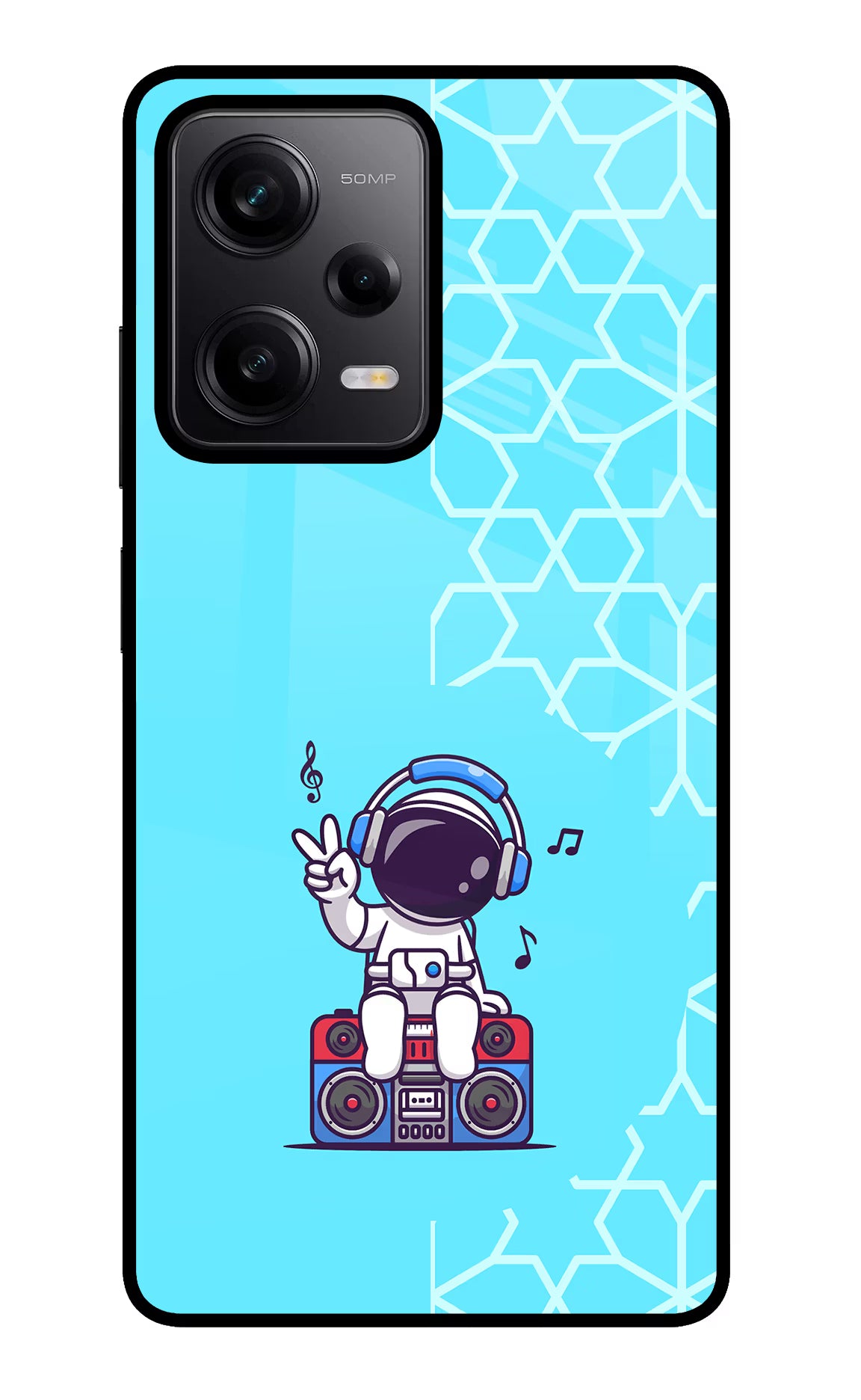 Cute Astronaut Chilling Redmi Note 12 Pro 5G Glass Case Back Cover by Casekaro