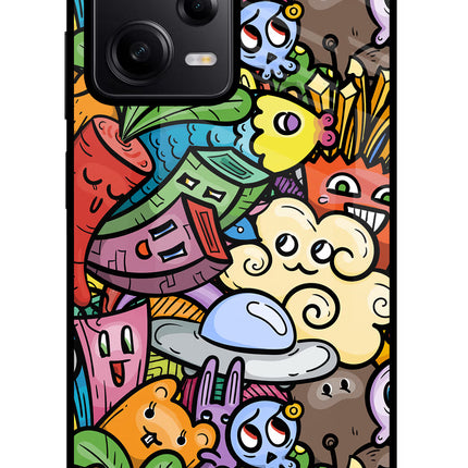Veggie Doodle Redmi Note 12 Pro 5G Glass Case Back Cover by Casekaro