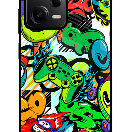 Game Doodle Redmi Note 12 Pro 5G Glass Case Back Cover by Casekaro