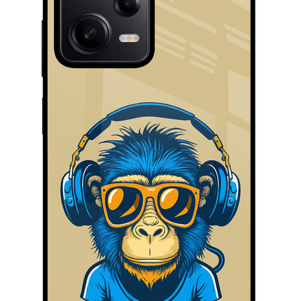 Monkey Headphone Redmi Note 12 Pro 5G Glass Case Back Cover by Casekaro