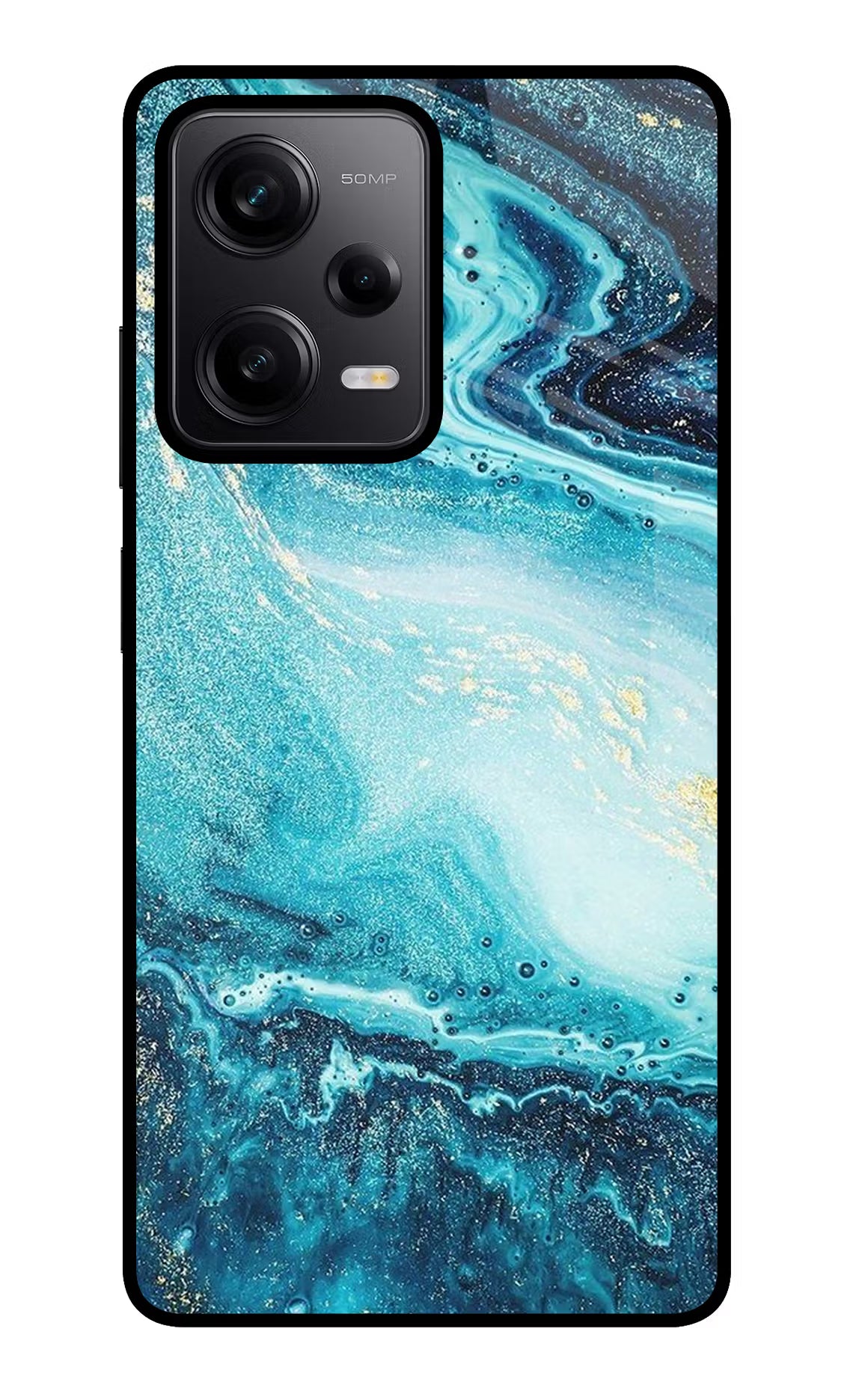 Blue Glitter Marble Redmi Note 12 Pro 5G Glass Case Back Cover by Casekaro