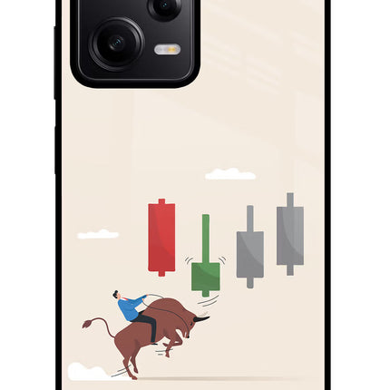 Bull Trading Momentum Redmi Note 12 Pro 5G Glass Case Back Cover by Casekaro