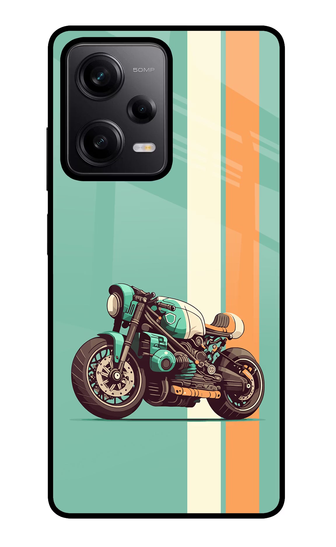 Striped Moto Drift Redmi Note 12 Pro 5G Glass Case Back Cover by Casekaro