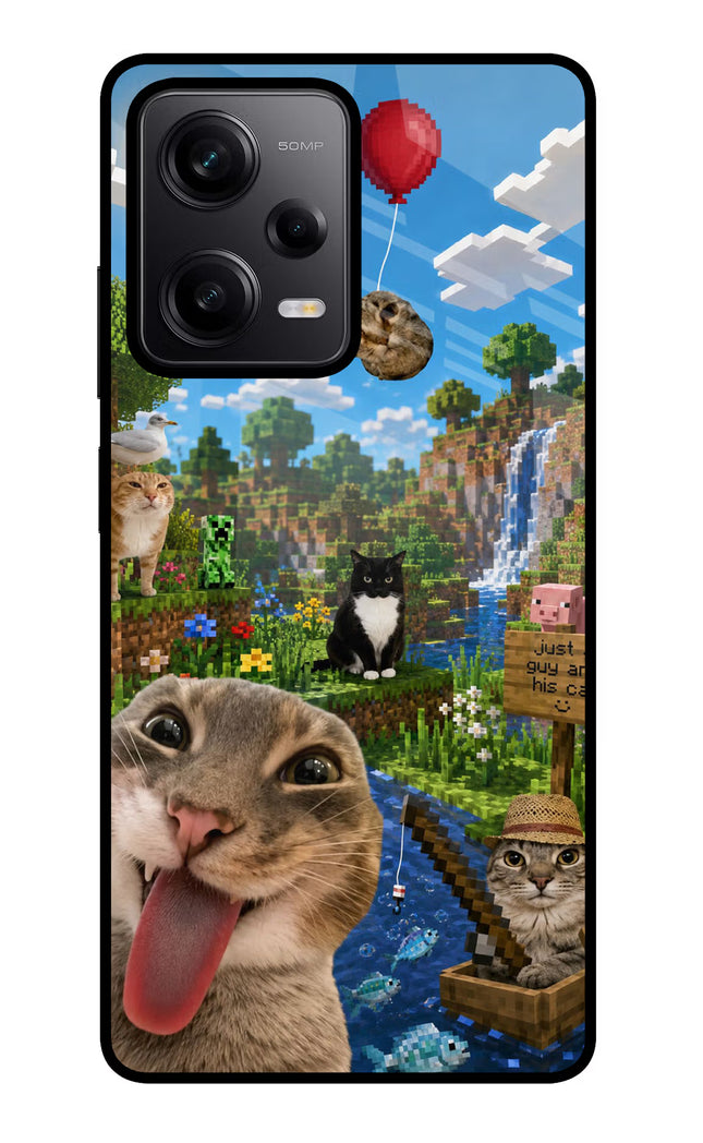 Minecraft Cat Chaos Redmi Note 12 Pro 5G Glass Case