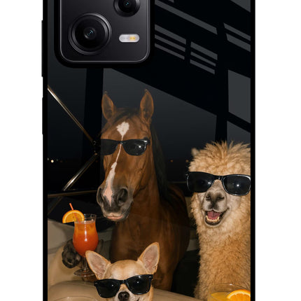 Party Squad Redmi Note 12 Pro 5G Glass Case Back Cover by Casekaro
