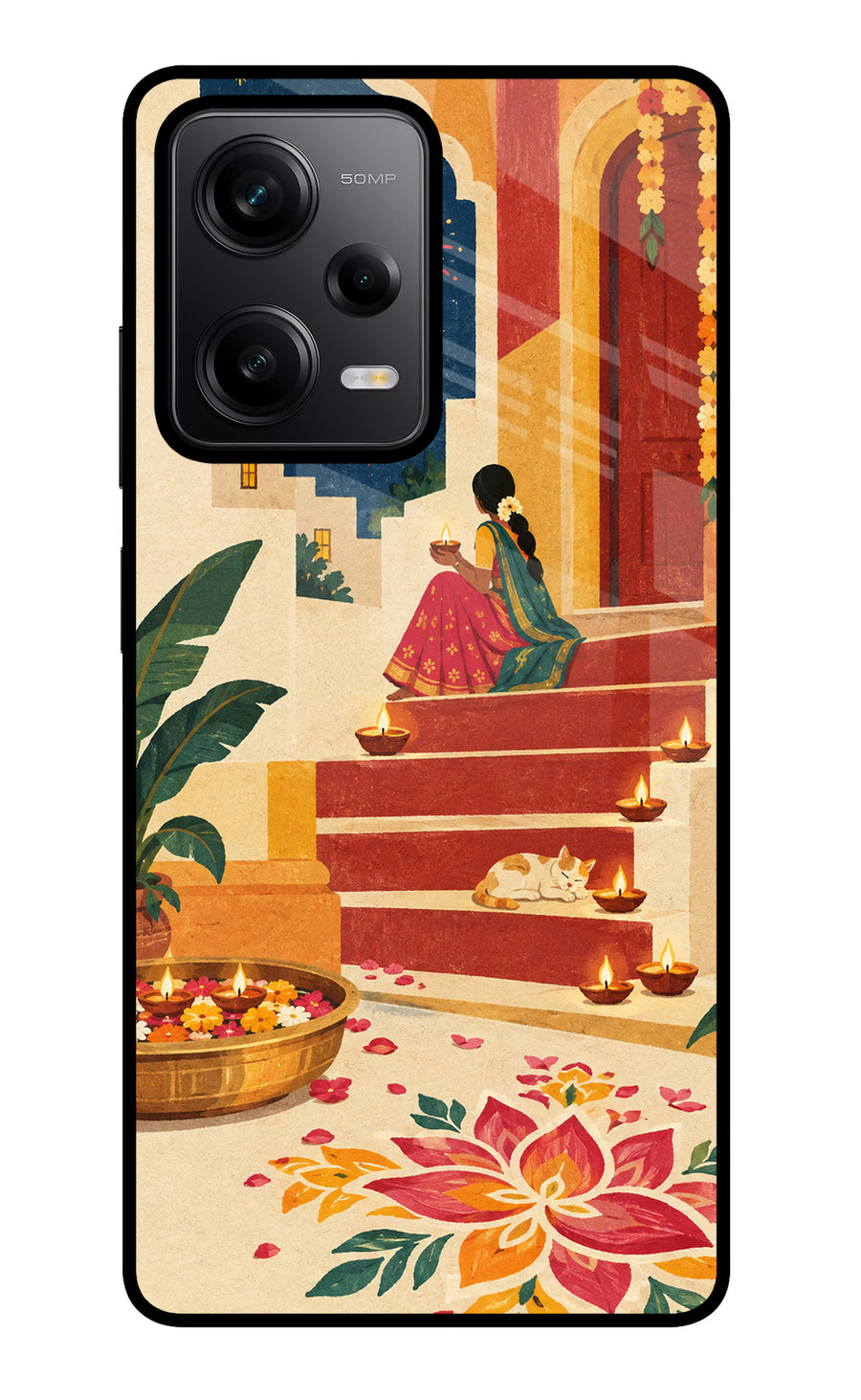 Diwali Rangoli Redmi Note 12 Pro 5G Back Cover, Glass case