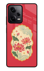 Pink Lotus Redmi Note 12 Pro 5G Glass Case Back Cover by Casekaro