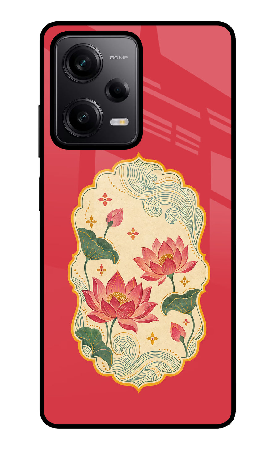 Pink Lotus Redmi Note 12 Pro 5G Back Cover, Glass case