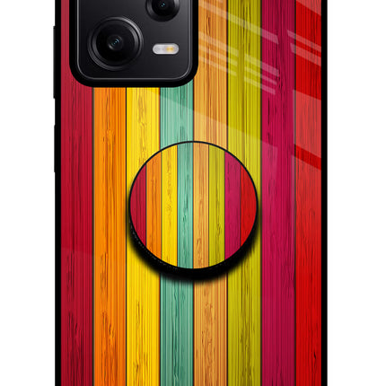 Multicolor Wooden Redmi Note 12 Pro 5G Glass Case