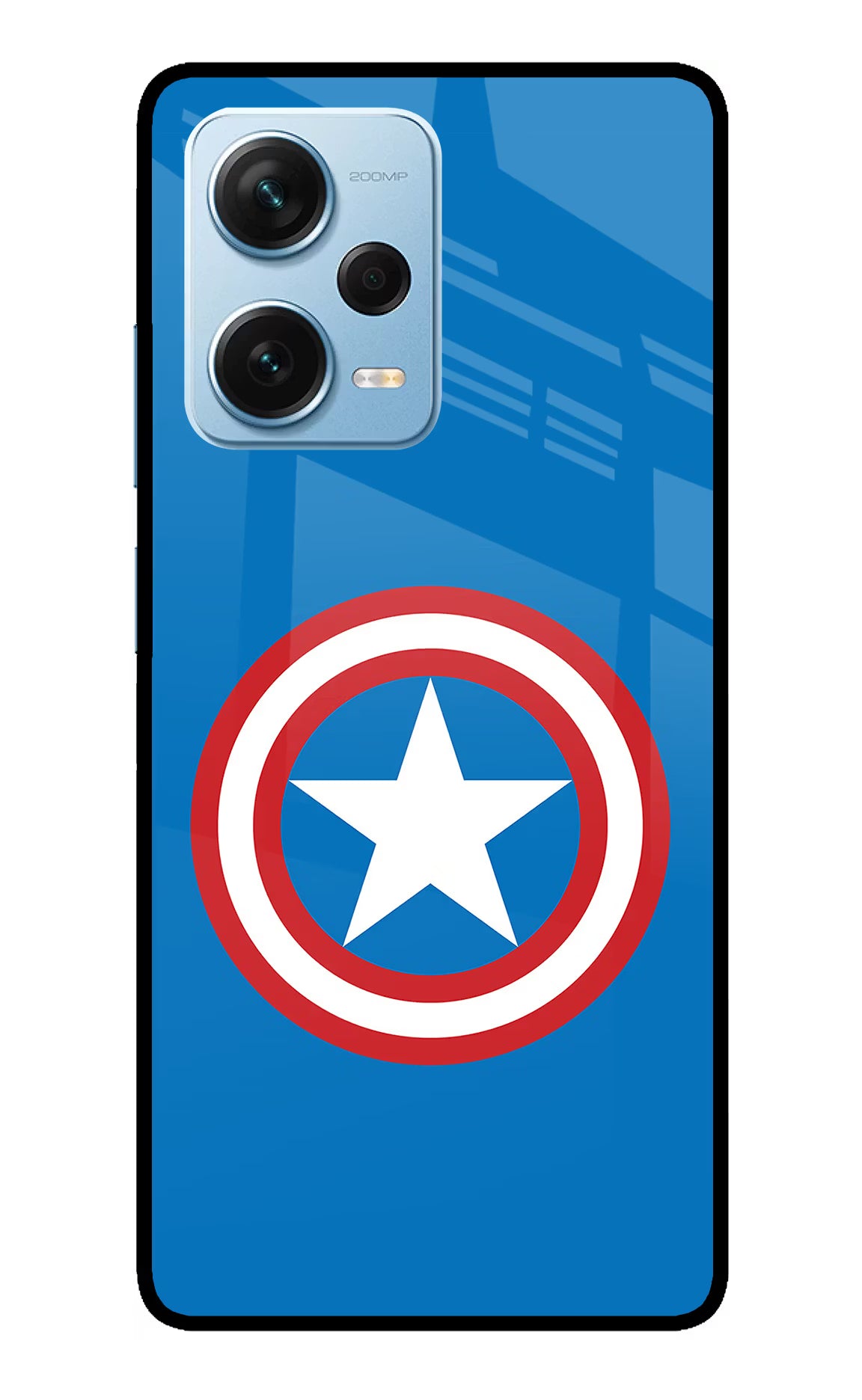 Captain America Logo Redmi Note 12 Pro+ 5G Glass Case Back Cover by Casekaro