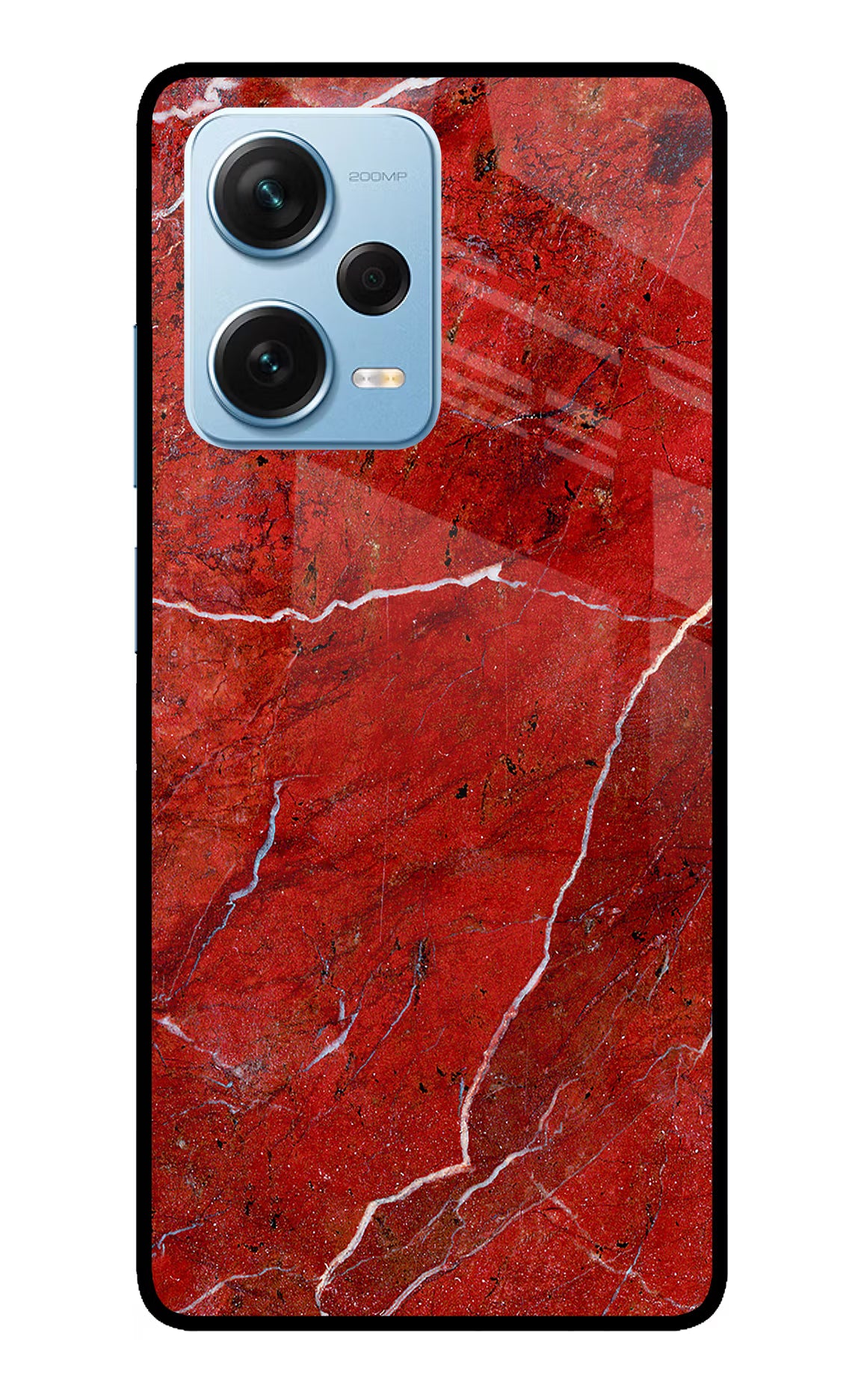 Red Marble Design Redmi Note 12 Pro+ 5G Glass Case Back Cover by Casekaro