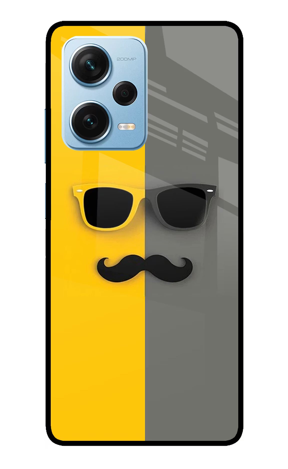 Sunglasses with Mustache Redmi Note 12 Pro+ 5G Glass Case Back Cover by Casekaro