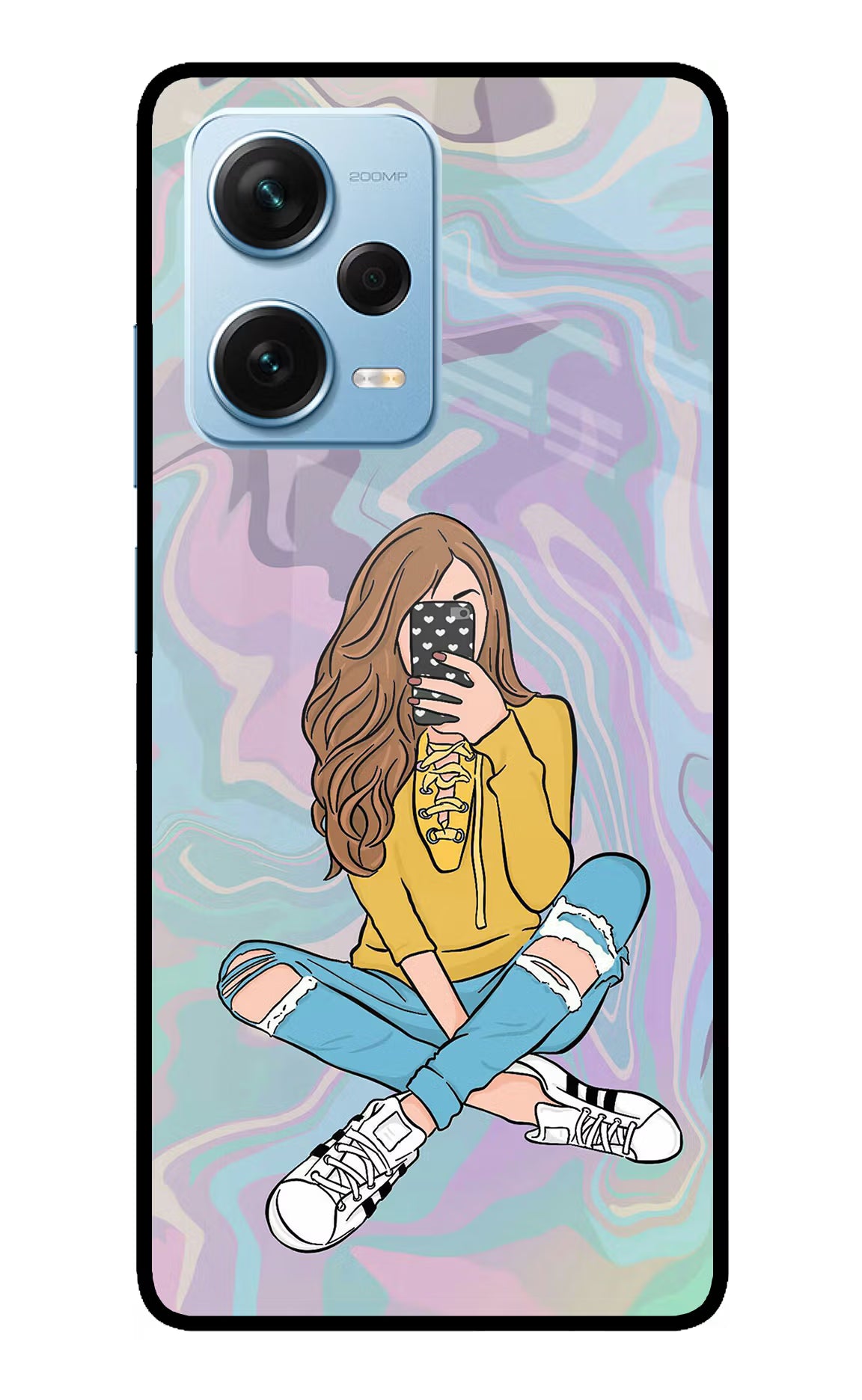 Selfie Girl Redmi Note 12 Pro+ 5G Glass Case Back Cover by Casekaro