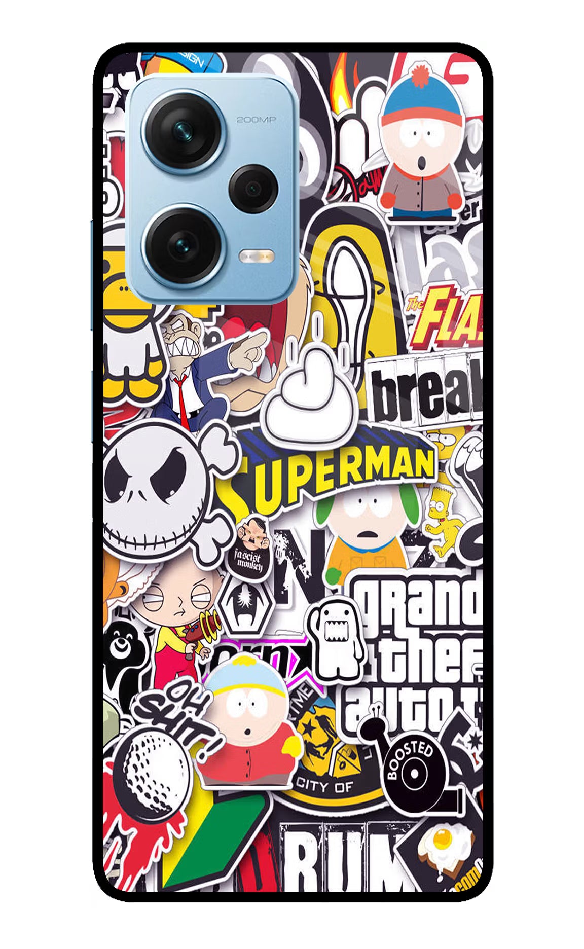 Sticker Bomb Redmi Note 12 Pro+ 5G Glass Case Back Cover by Casekaro