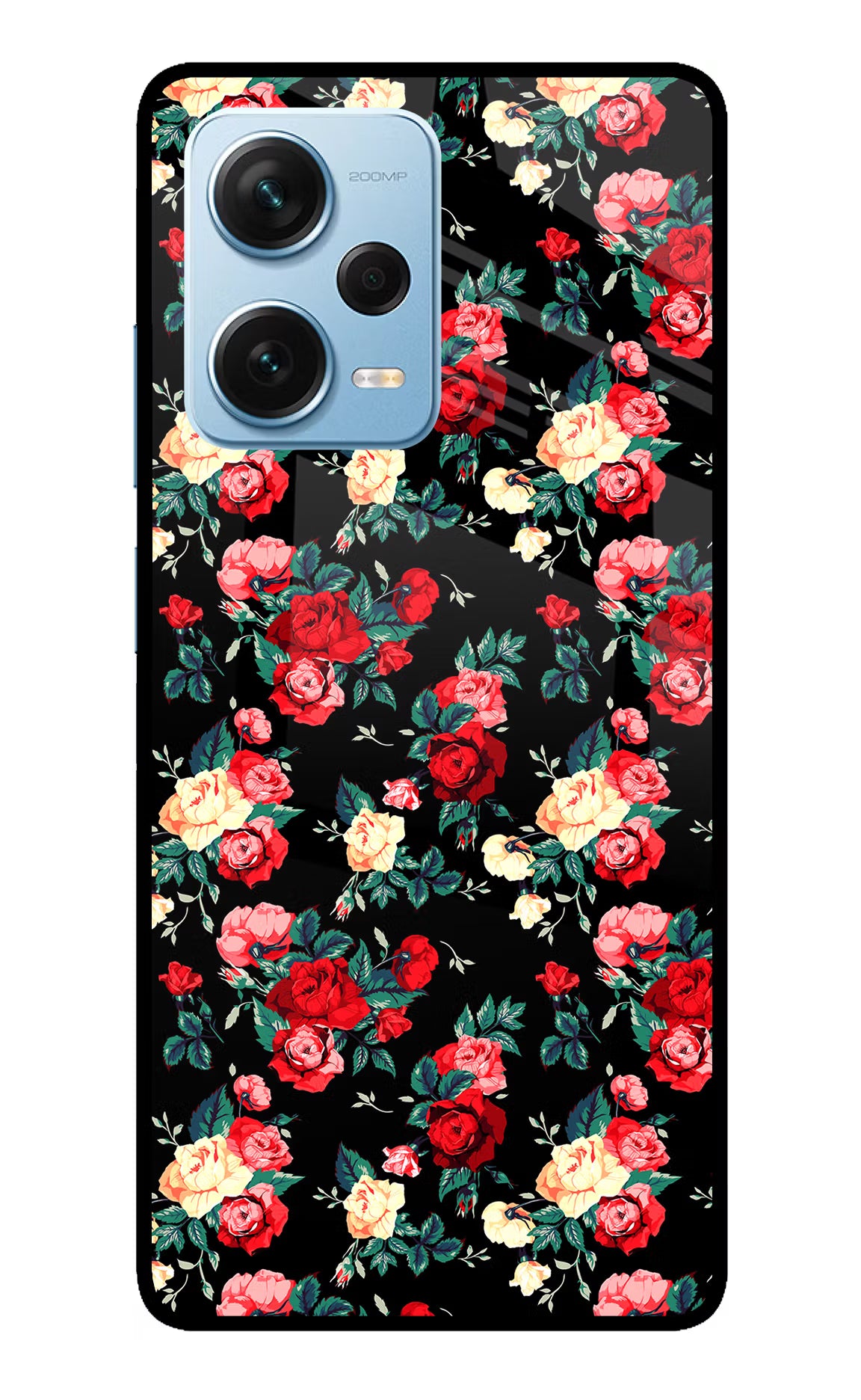 Rose Pattern Redmi Note 12 Pro+ 5G Glass Case Back Cover by Casekaro