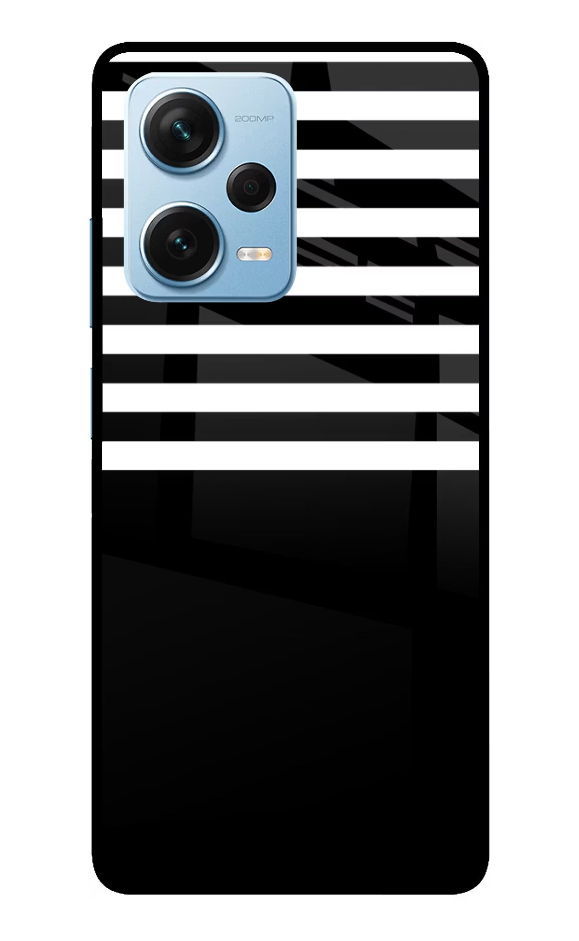 Black and White Print Redmi Note 12 Pro+ 5G Glass Case Back Cover by Casekaro
