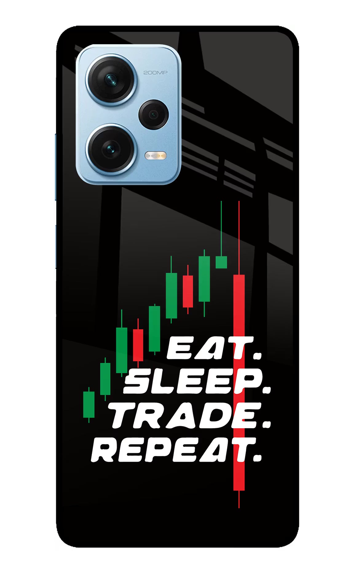 Eat Sleep Trade Repeat Redmi Note 12 Pro+ 5G Glass Case Back Cover by Casekaro