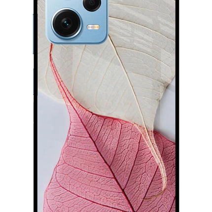 White Pink Leaf Redmi Note 12 Pro+ 5G Glass Case Back Cover by Casekaro