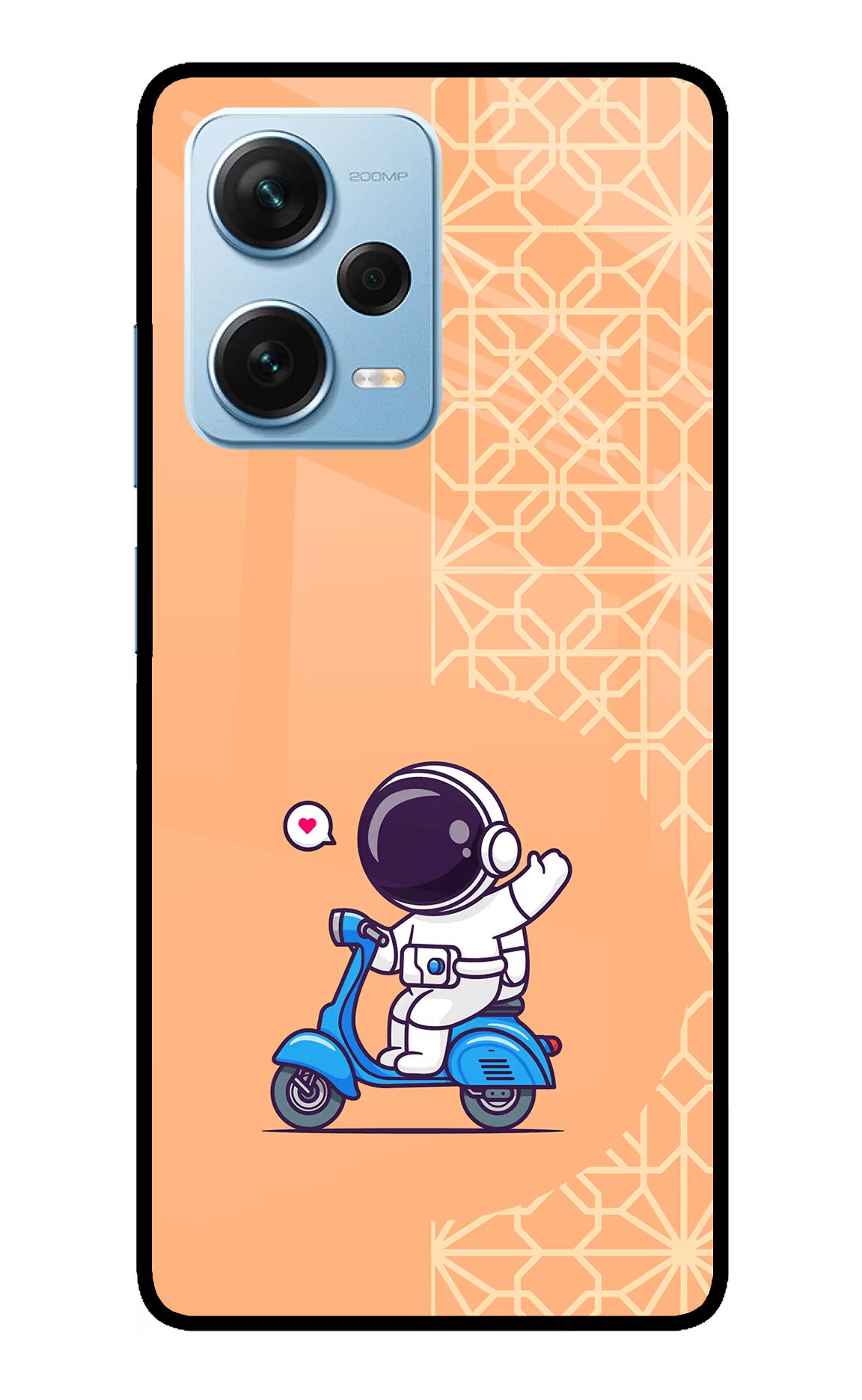 Cute Astronaut Riding Redmi Note 12 Pro+ 5G Glass Case Back Cover by Casekaro
