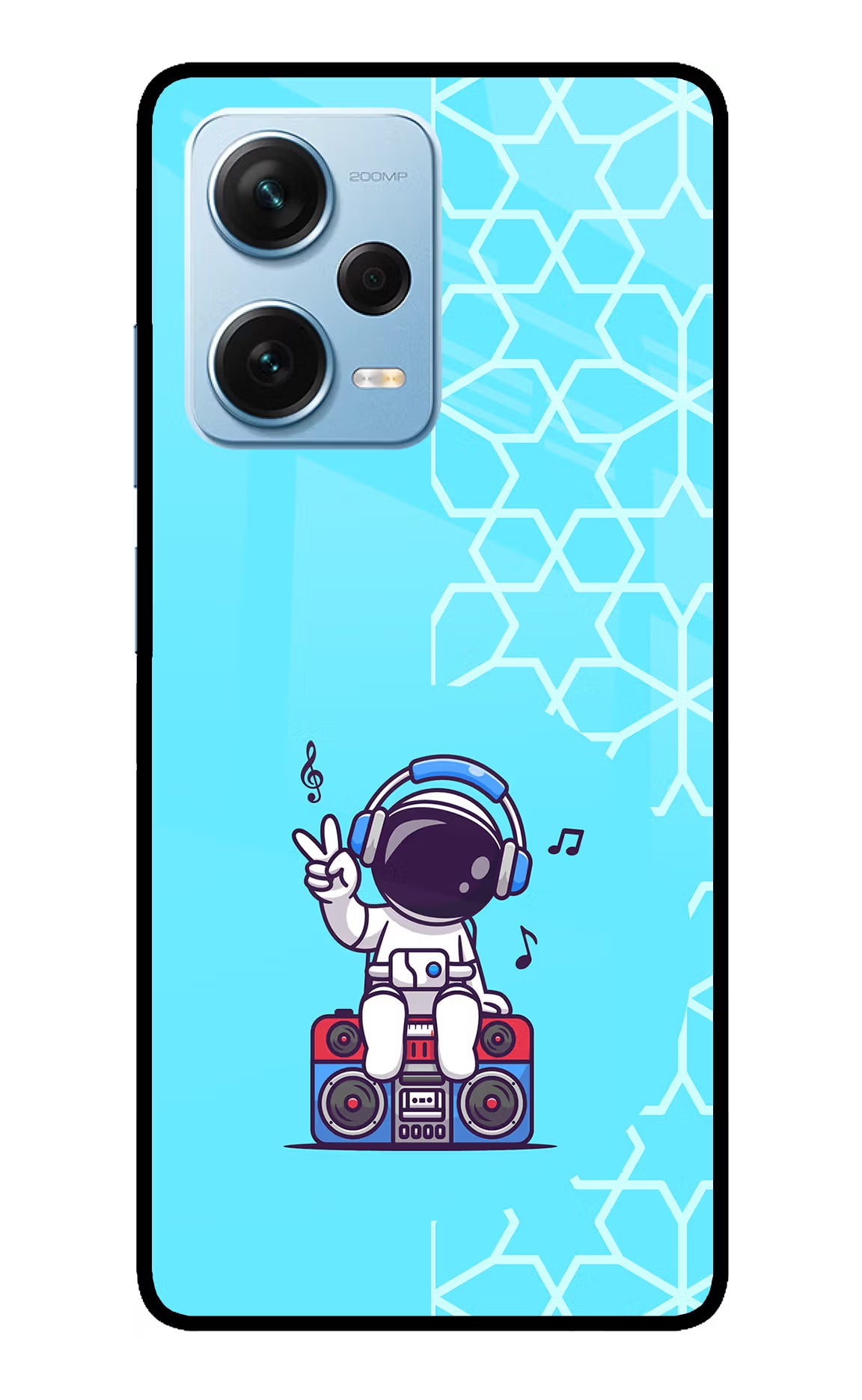 Cute Astronaut Chilling Redmi Note 12 Pro+ 5G Glass Case Back Cover by Casekaro