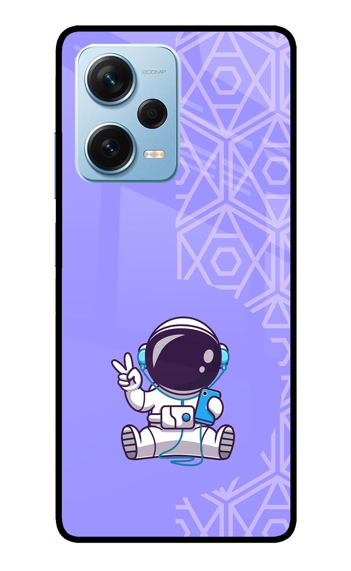 Cute Astronaut Chilling Redmi Note 12 Pro+ 5G Glass Case Back Cover by Casekaro