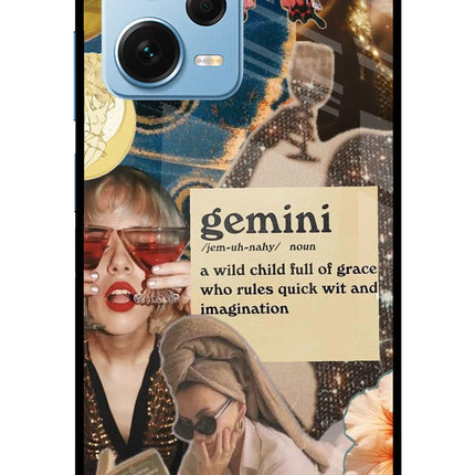 Gemini Zodiac Redmi Note 12 Pro+ 5G Glass Case Back Cover by Casekaro